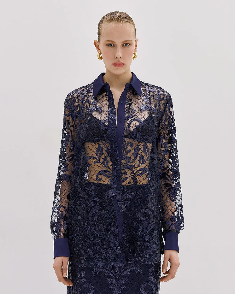 Camicia a Rete con Ricami