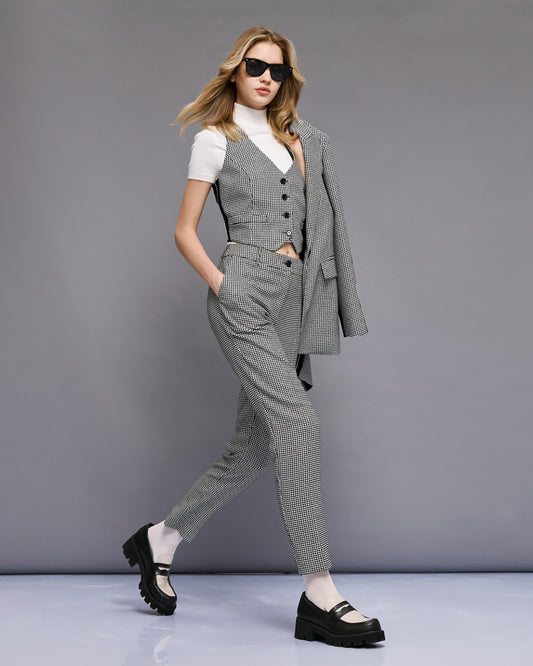 Gilet pied-de-poule con retro unito