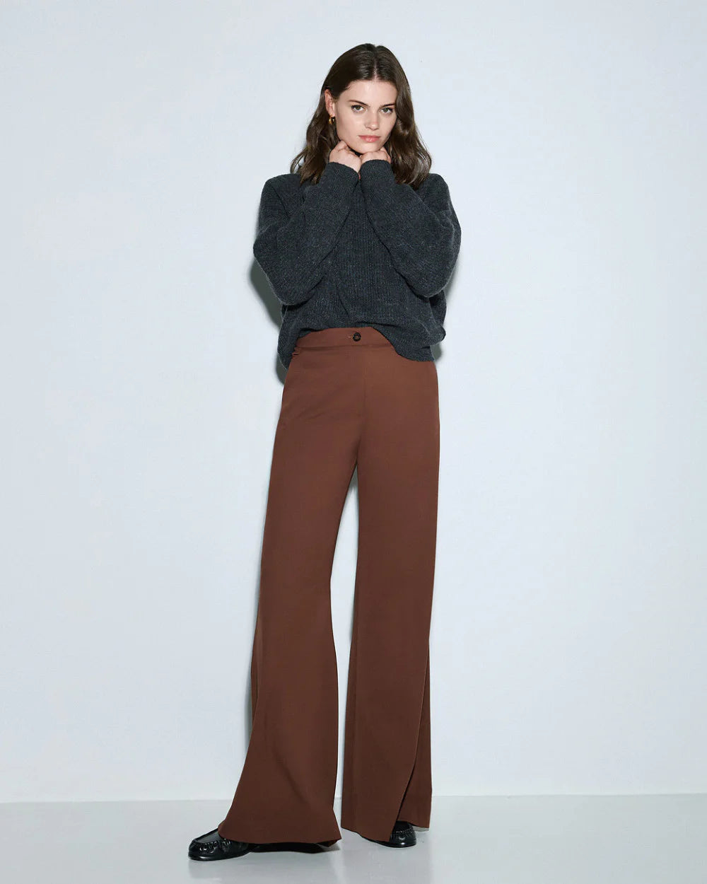 Pantaloni a gamba larga - Marrone e Ruggine