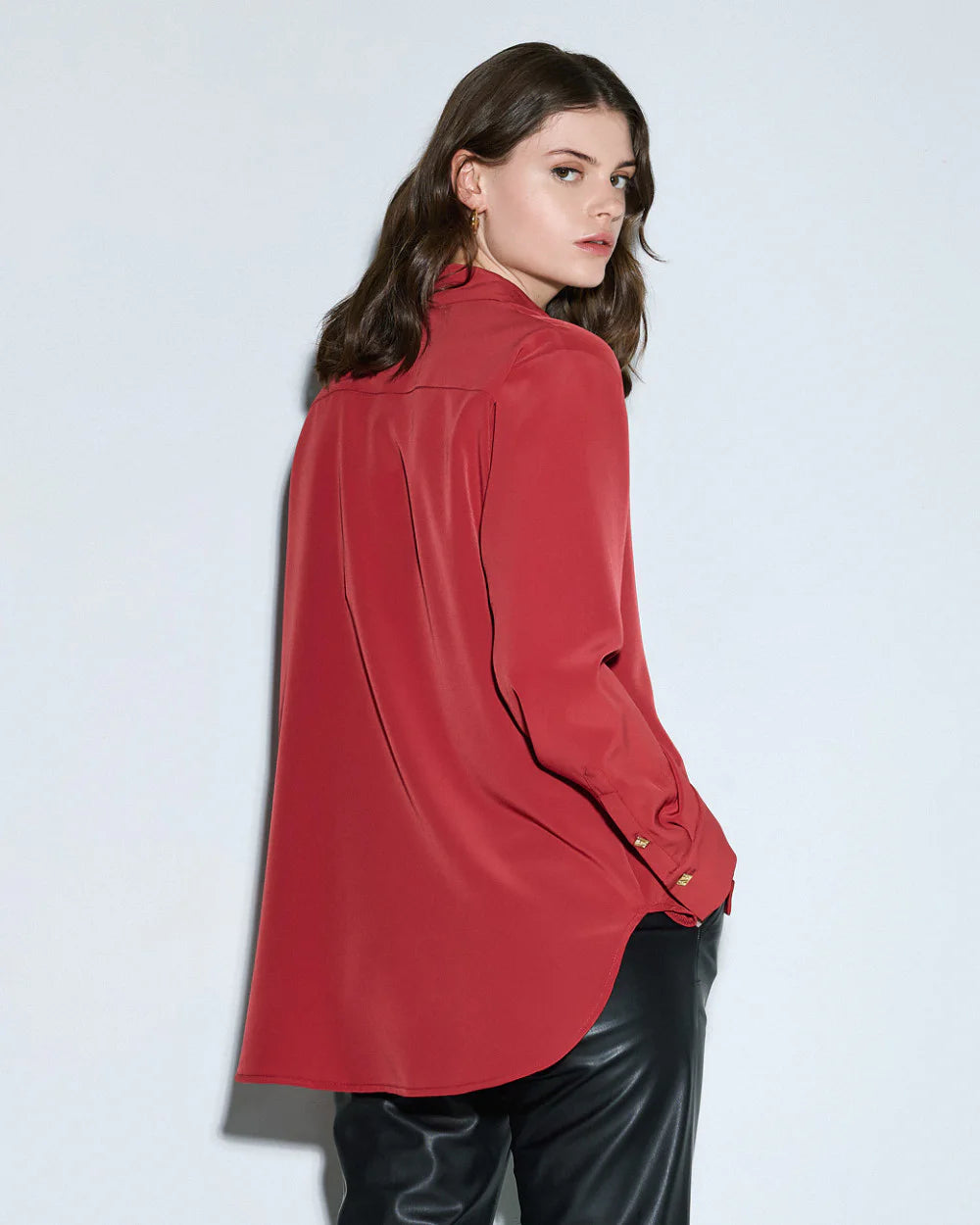 Camicia classica con bottoni a monogramma sui polsini - Rosso, Bordeaux, Beige, Ruggine