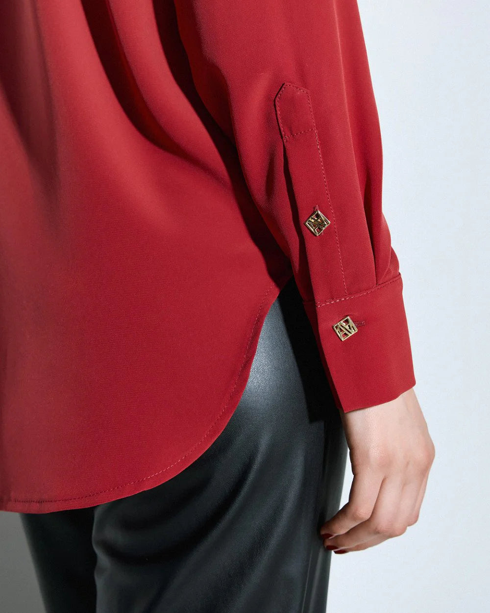 Camicia classica con bottoni a monogramma sui polsini - Rosso, Bordeaux, Beige, Ruggine