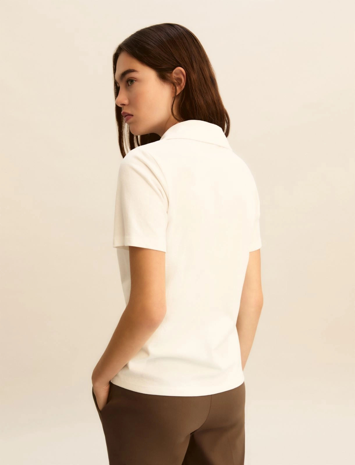 Maglietta a Polo con Perle e Cristalli - Bianco Latte o Blu