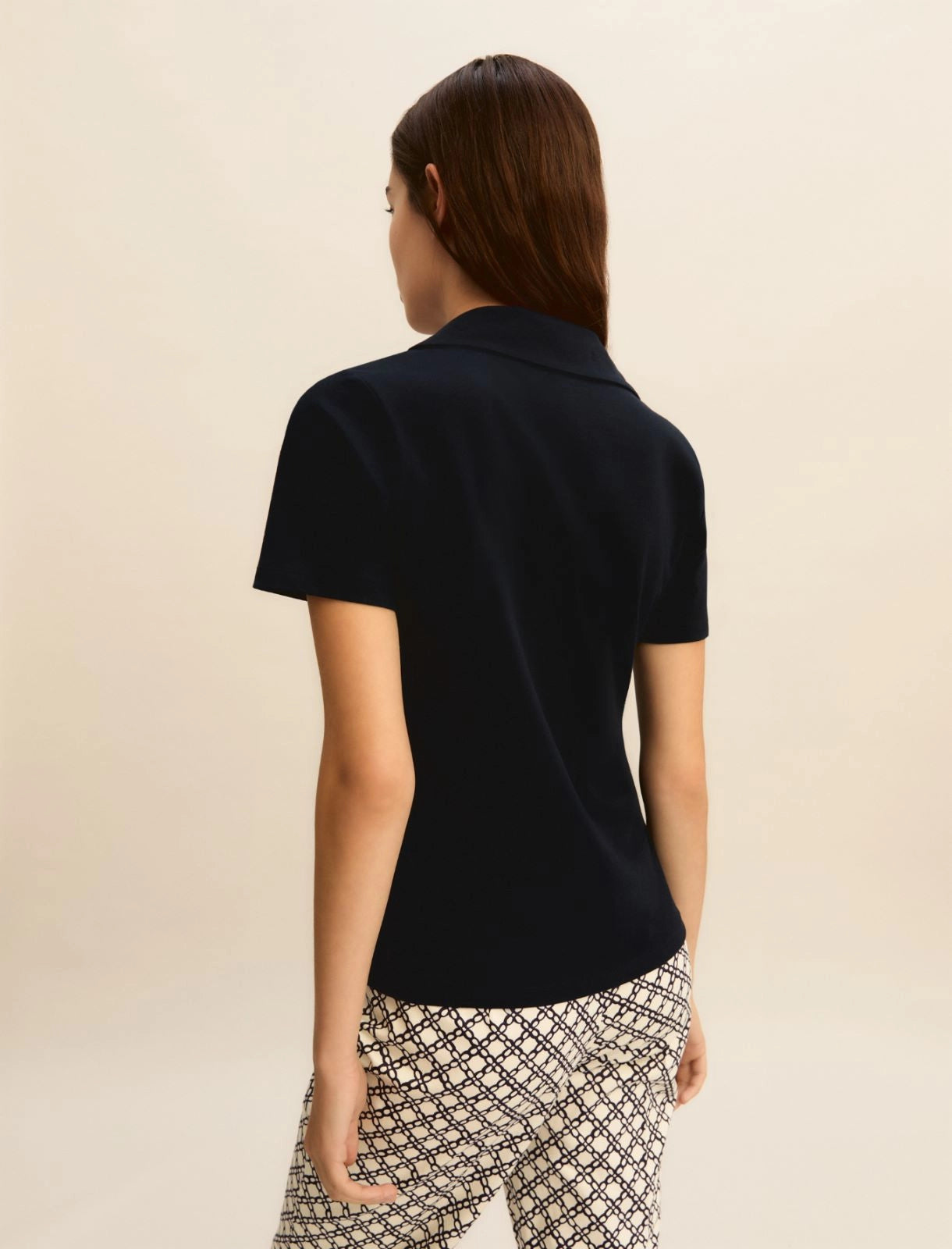 Maglietta a Polo con Perle e Cristalli - Bianco Latte o Blu