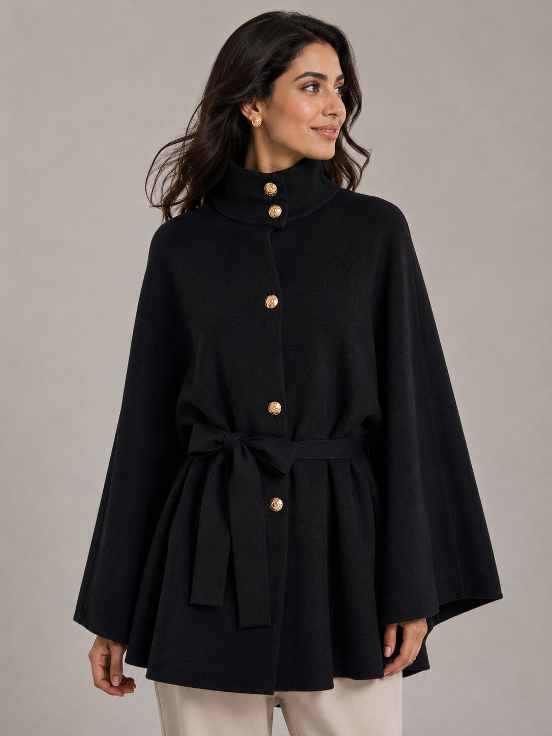 Mantella in Maglia con Cintura - Bordeaux, Marrone, Nera