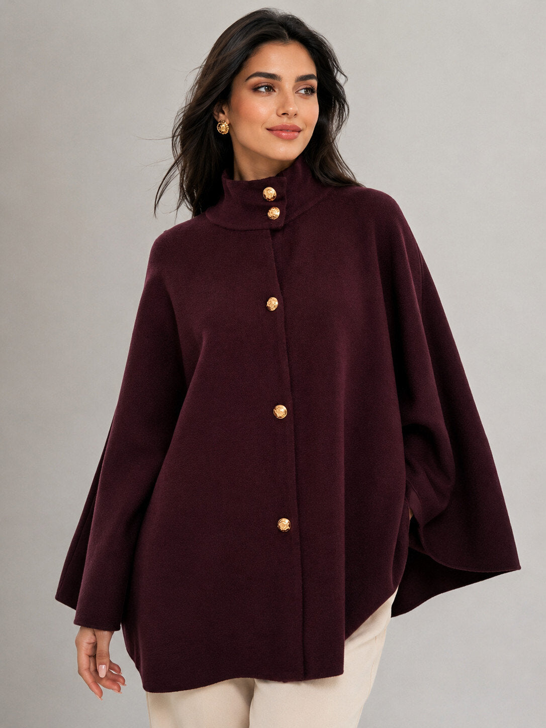 Mantella in Maglia con Cintura - Bordeaux, Marrone, Nera