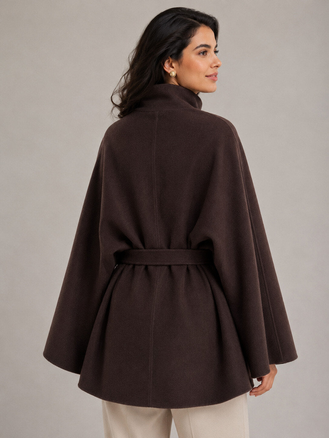 Mantella in Maglia con Cintura - Bordeaux, Marrone, Nera