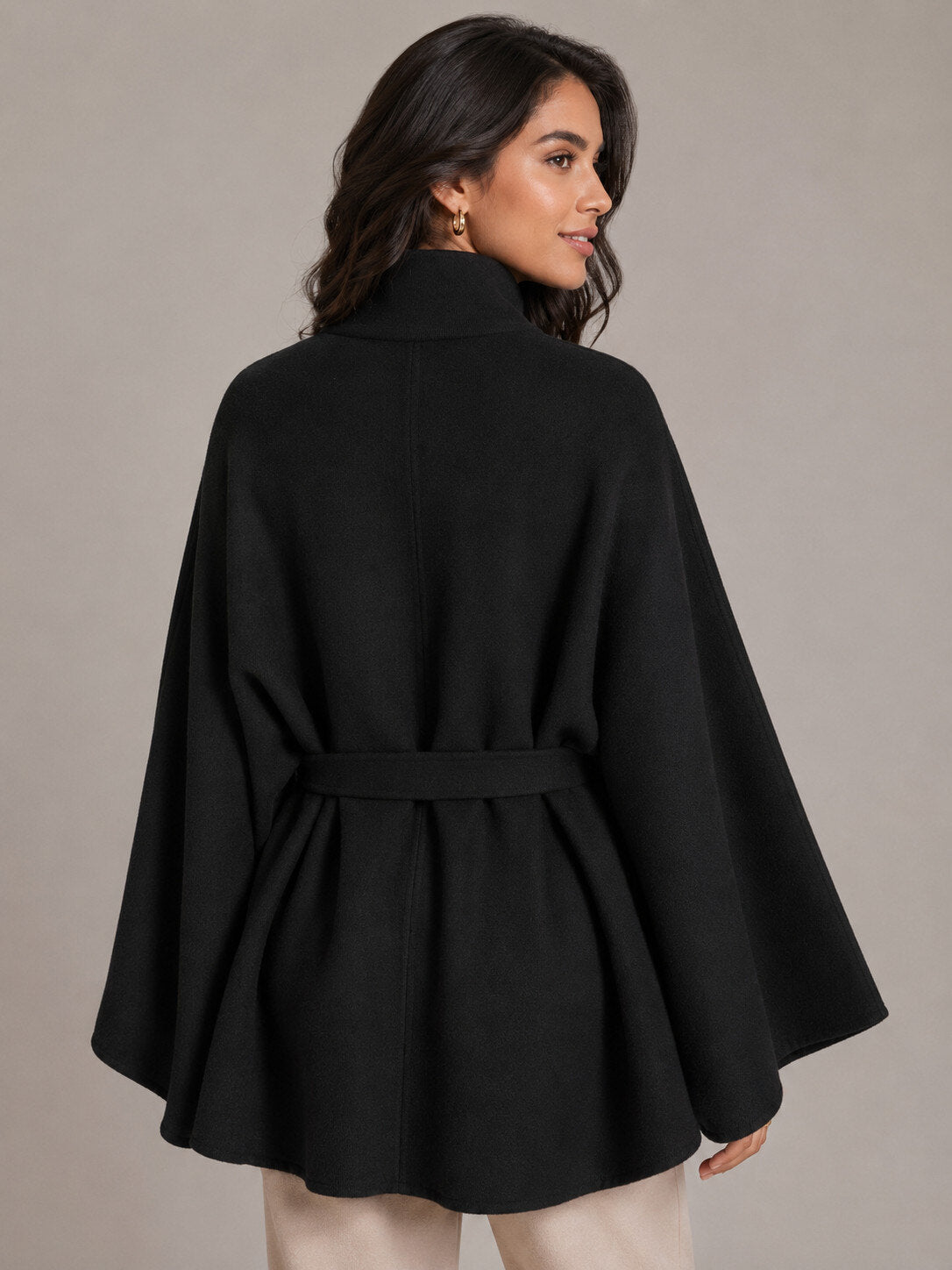 Mantella in Maglia con Cintura - Bordeaux, Marrone, Nera