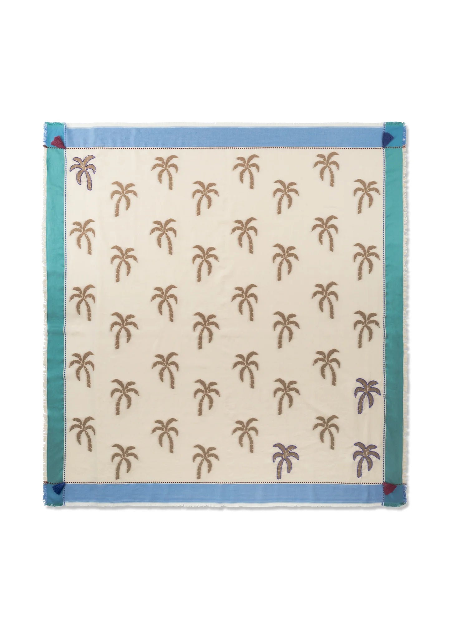 Sciarpa Quadrata in Tessuto jacquard in misto cotone con motivi a palme