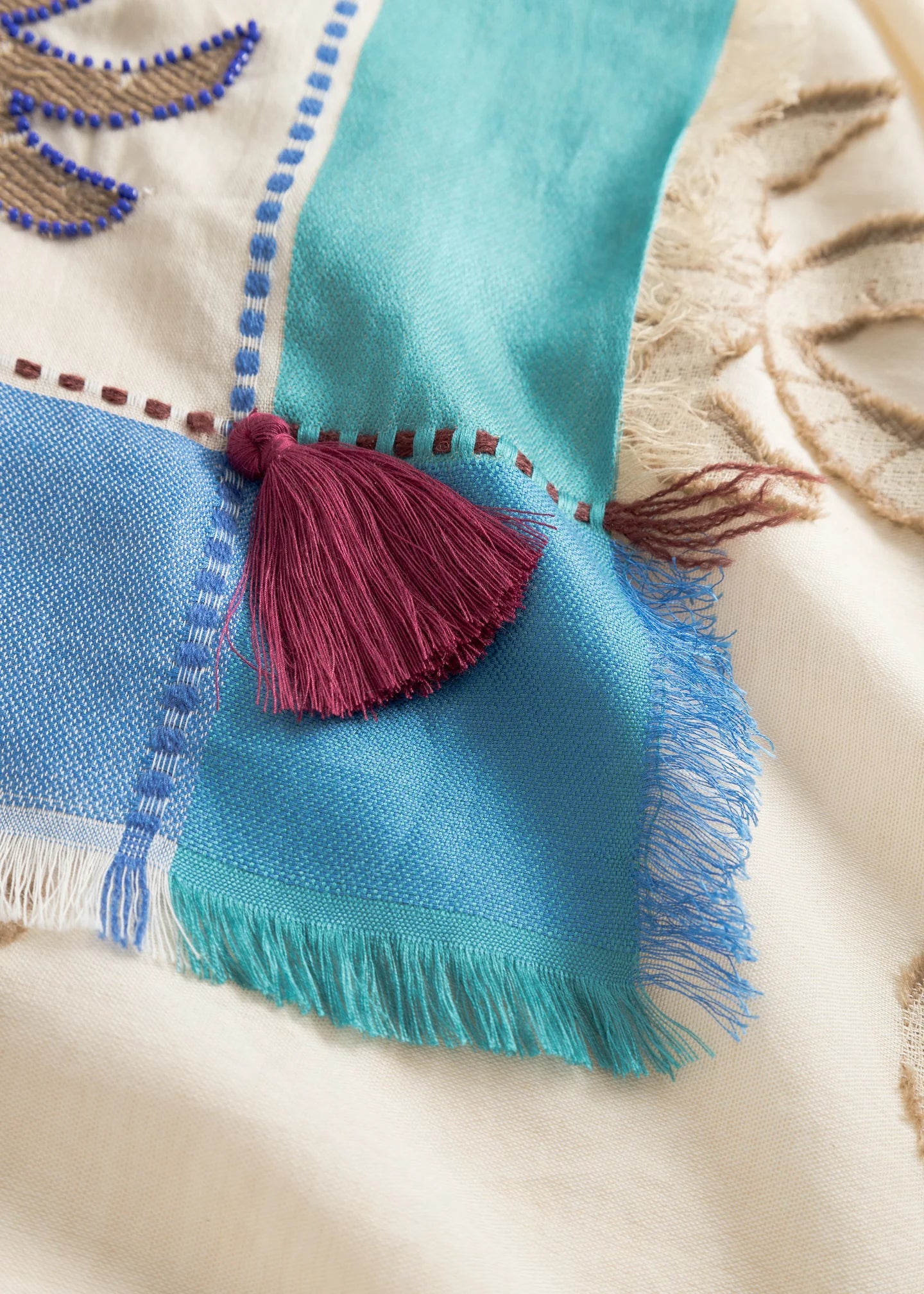 Sciarpa Quadrata in Tessuto jacquard in misto cotone con motivi a palme