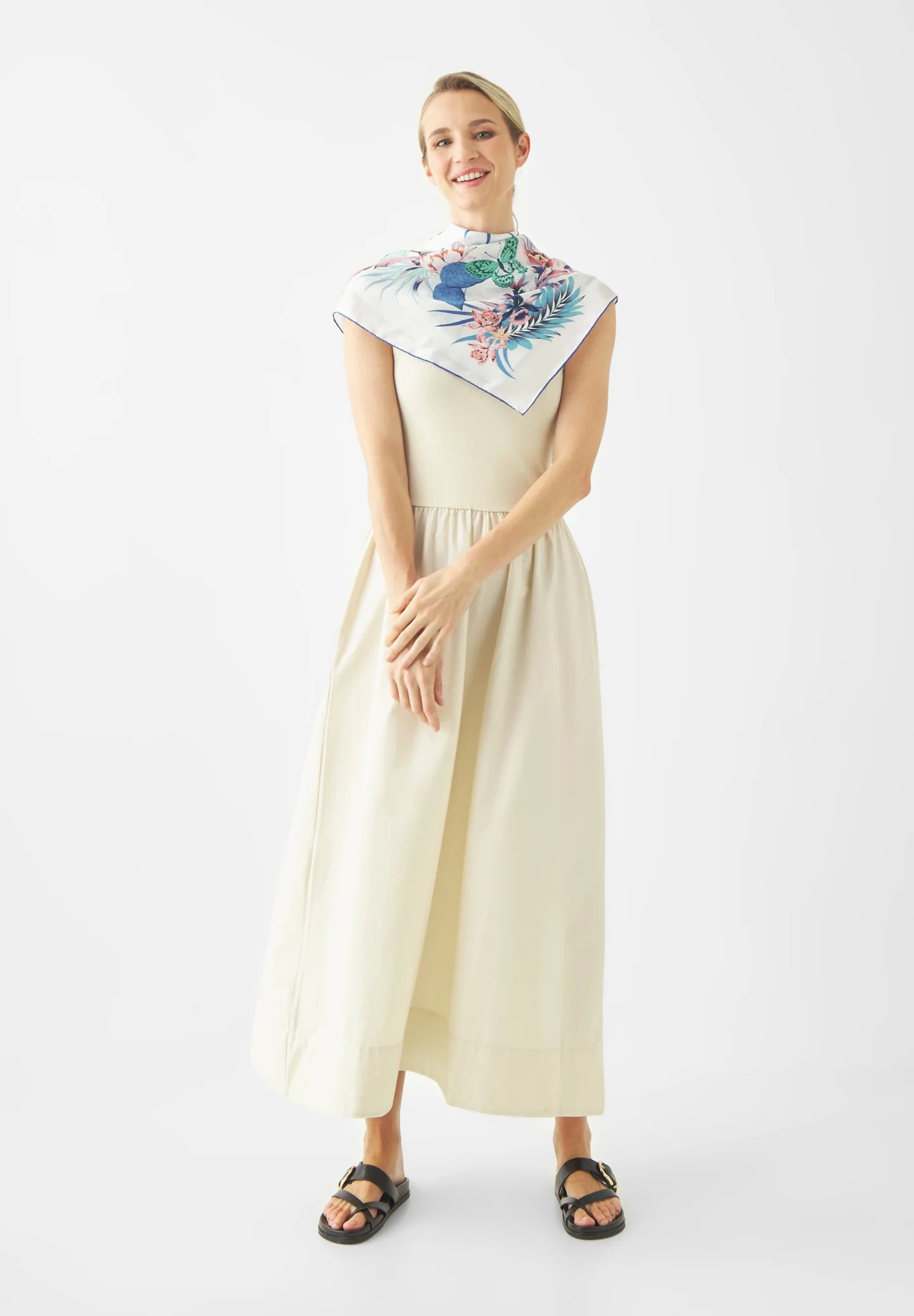 Floral print silk scarf