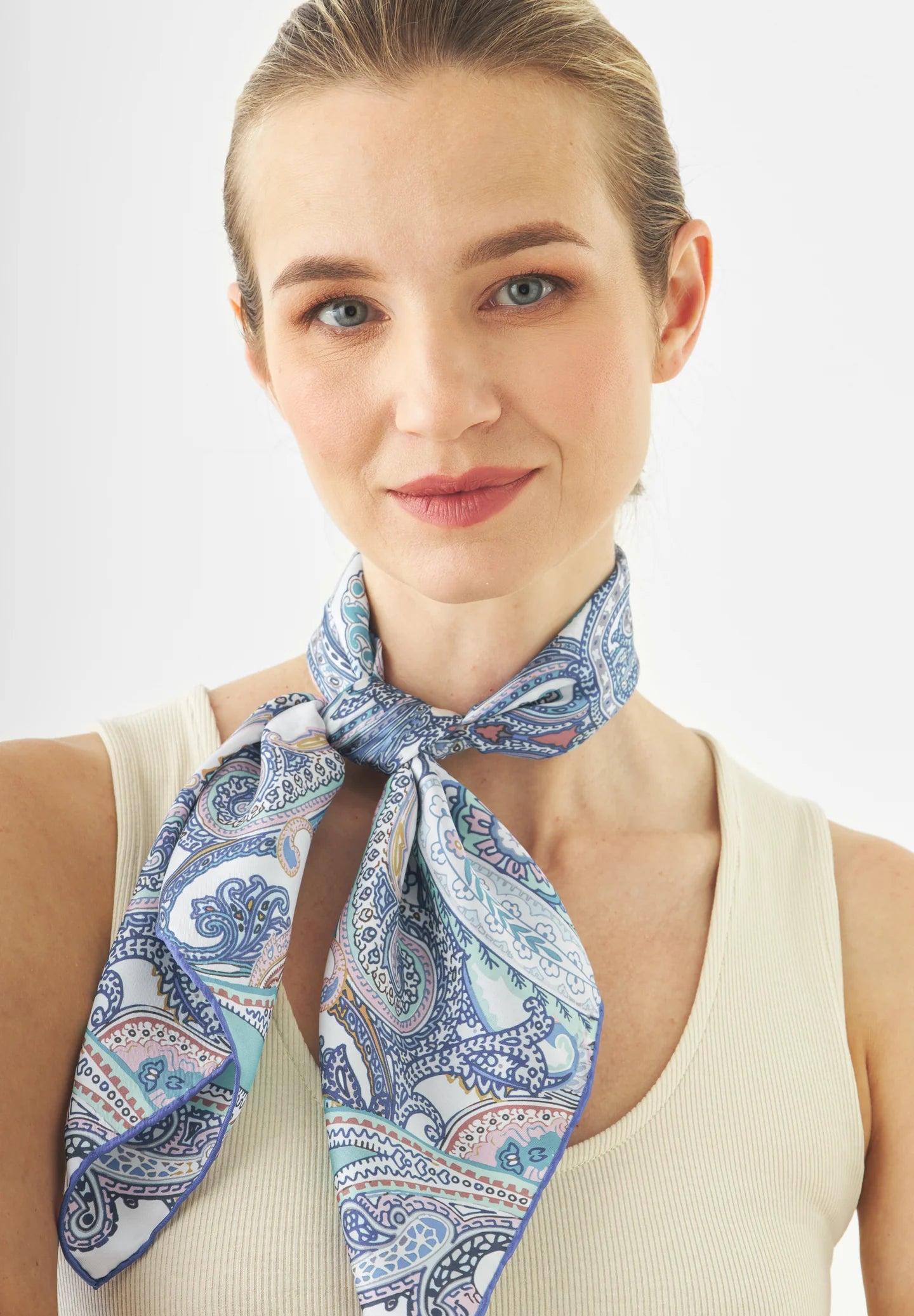 Pure silk neck scarf - Sky blue or Pink