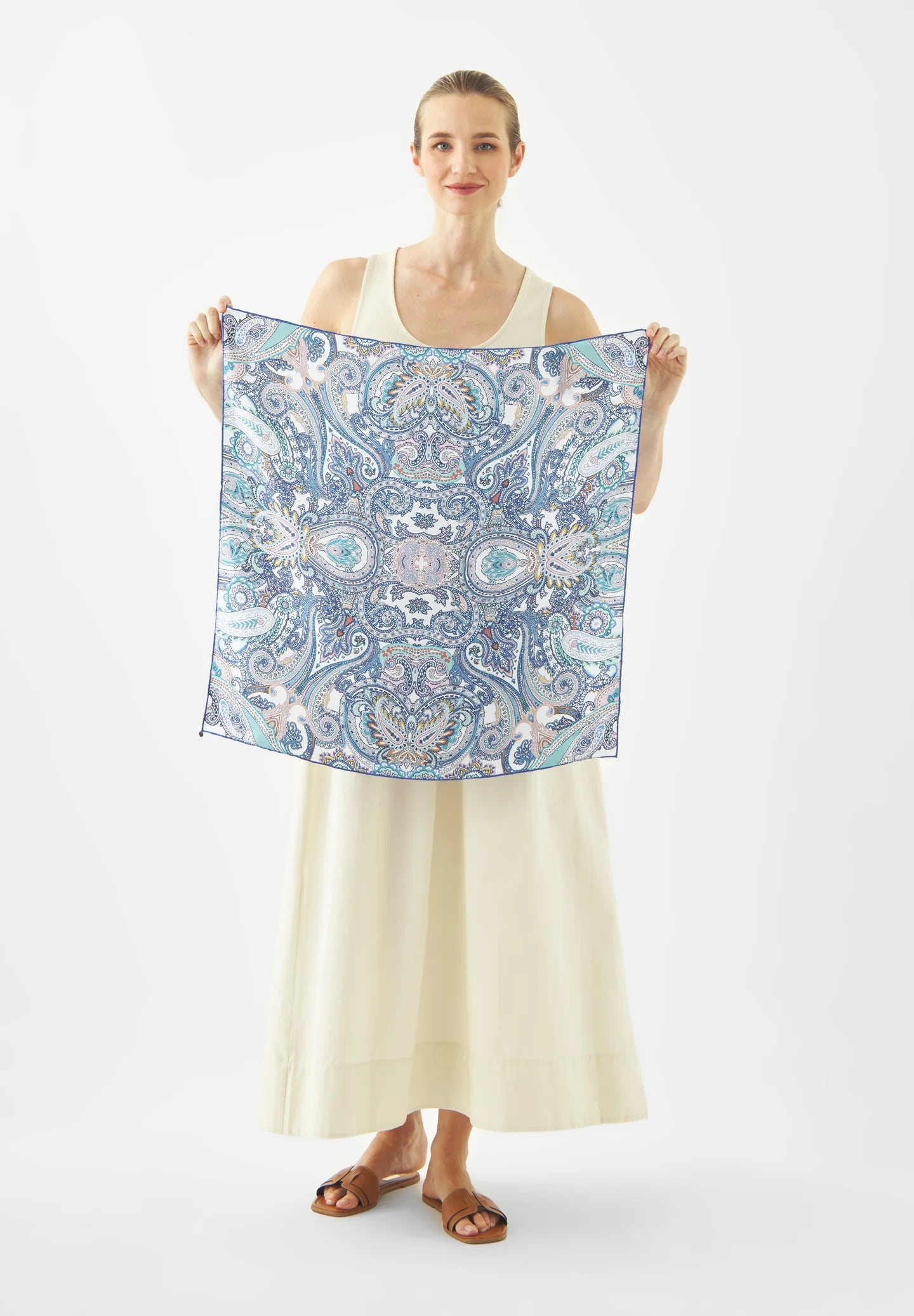 Pure silk neck scarf - Sky blue or Pink