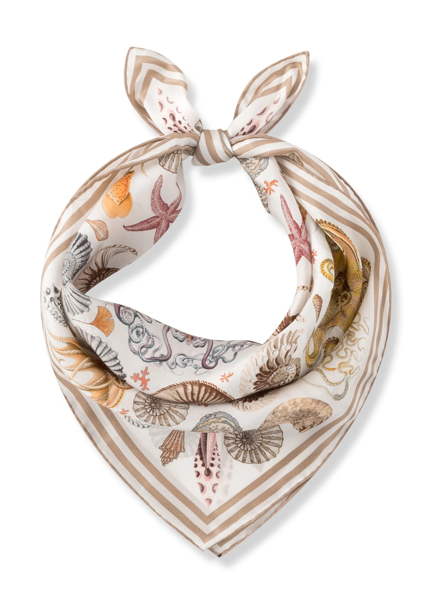 Foulard da collo in seta con stampa marina