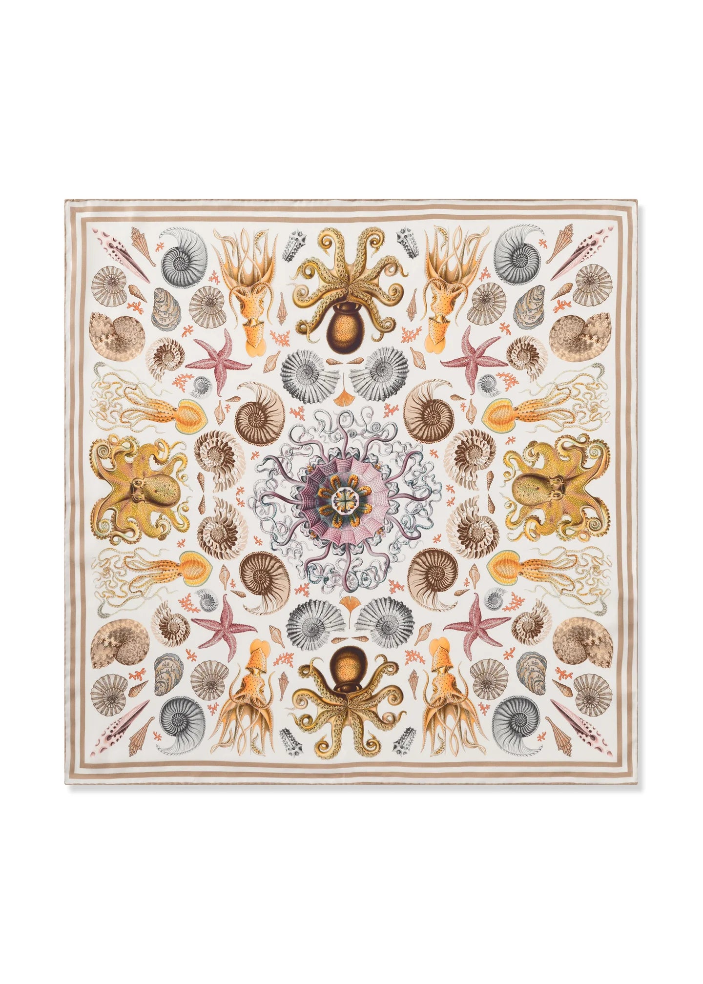 Foulard da collo in seta con stampa marina