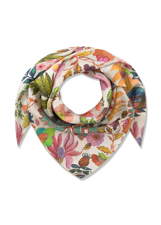 Foulard Quadrato 100% Seta – Maxi Fantasia Floreale Multicolor