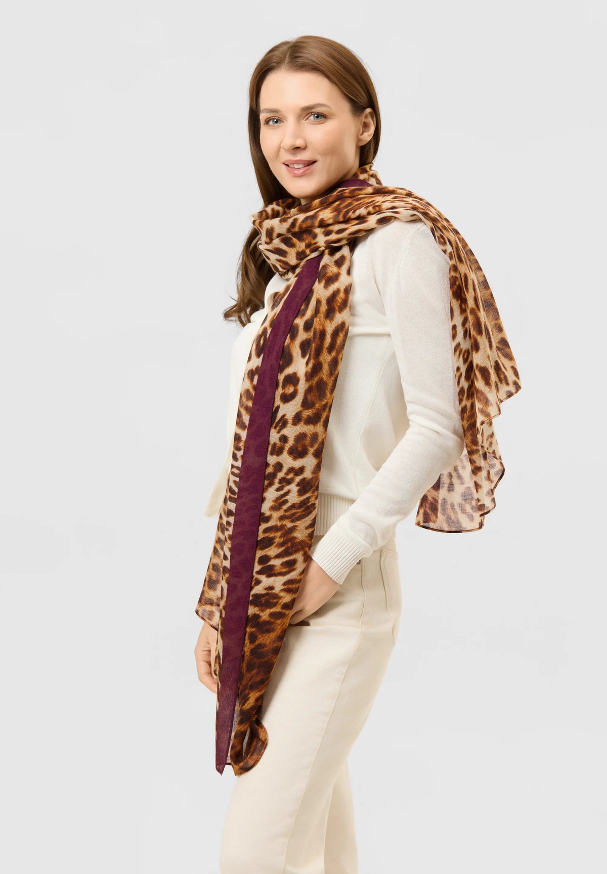 Sciarpa con Stampa Leopardo e scritta "ALWAYS FOREVER"
