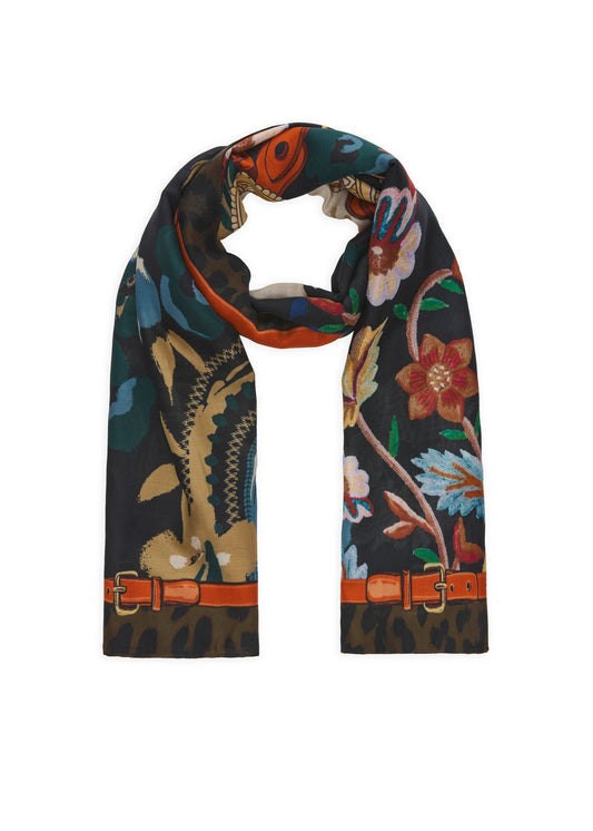 Sciarpa in Viscosa con Motivo Floreale