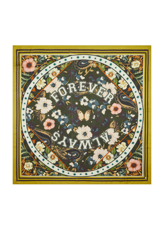 Sciarpa con Motivo Floreale e scritta "ALWAYS FOREVER"