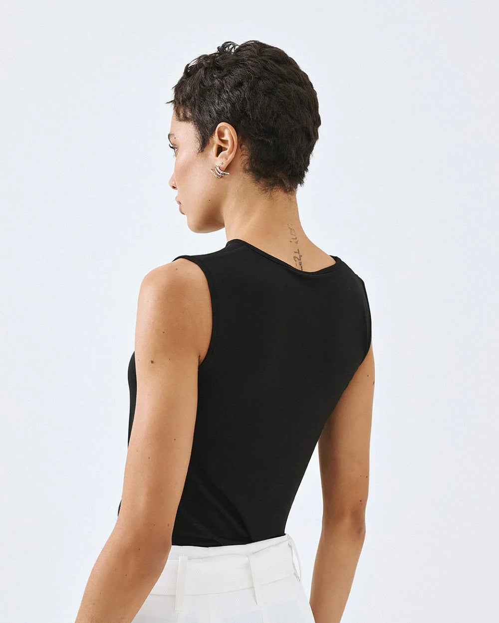 Top in Jersey con Dettaglio in Metallo - Ruggine o Nero