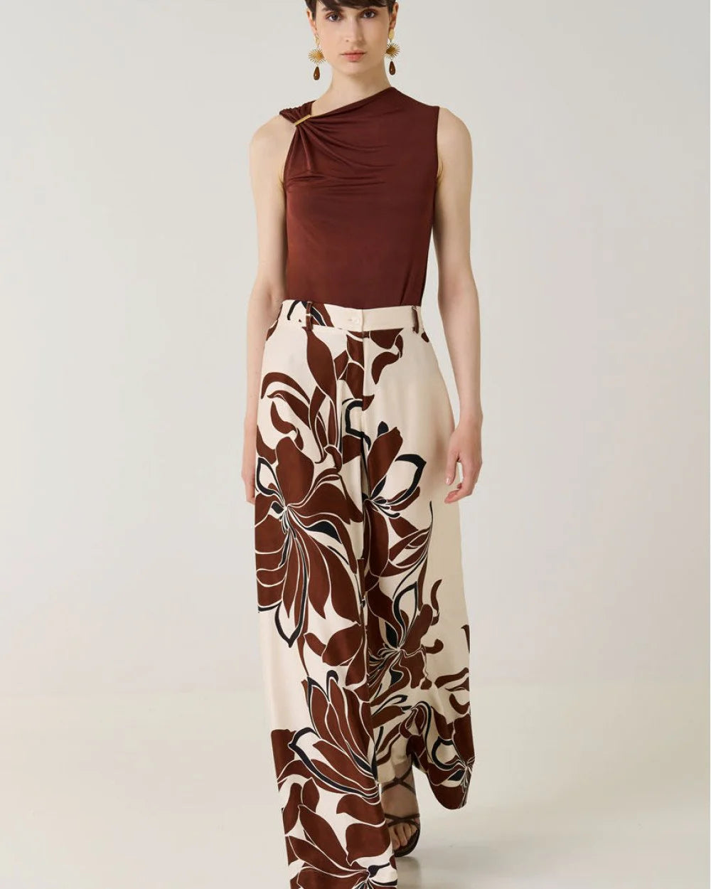 Top in Jersey con Dettaglio in Metallo - Ruggine o Nero