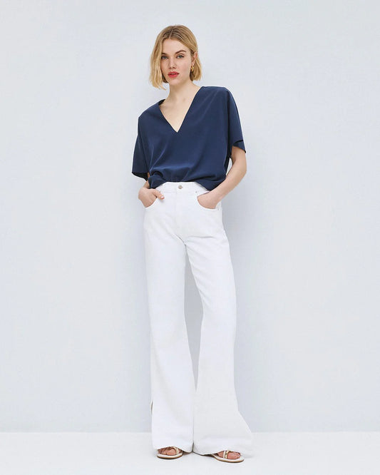 Camicia Blusa con Scollo a V