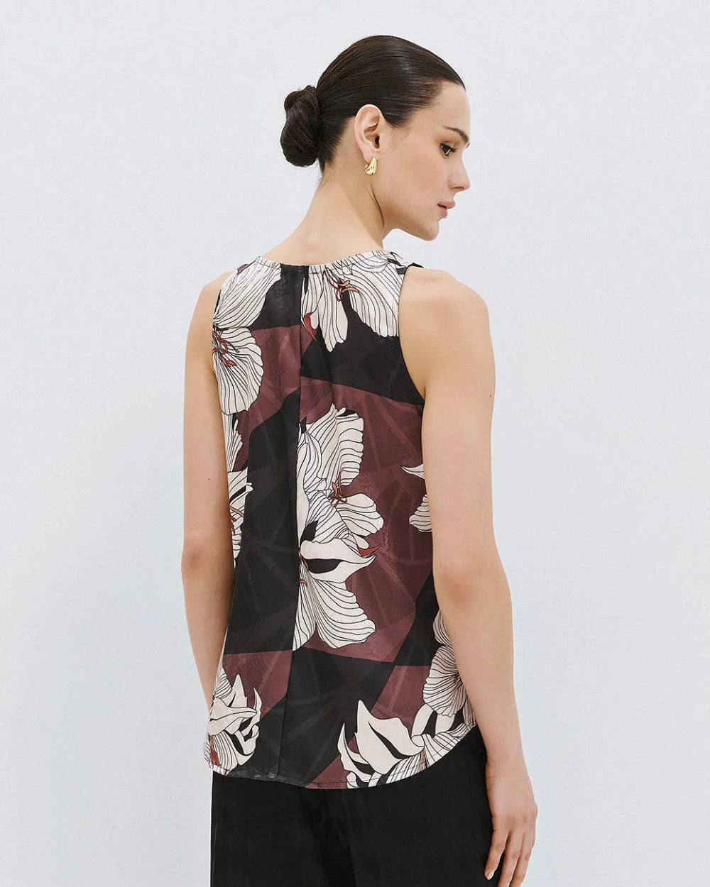 Top jacquard con spalline larghe - Nero, Ruggine