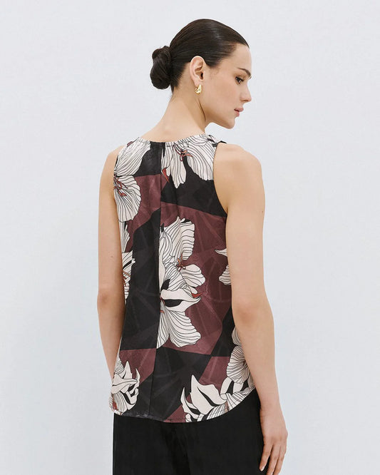 Top jacquard con spalline larghe - Nero, Ruggine