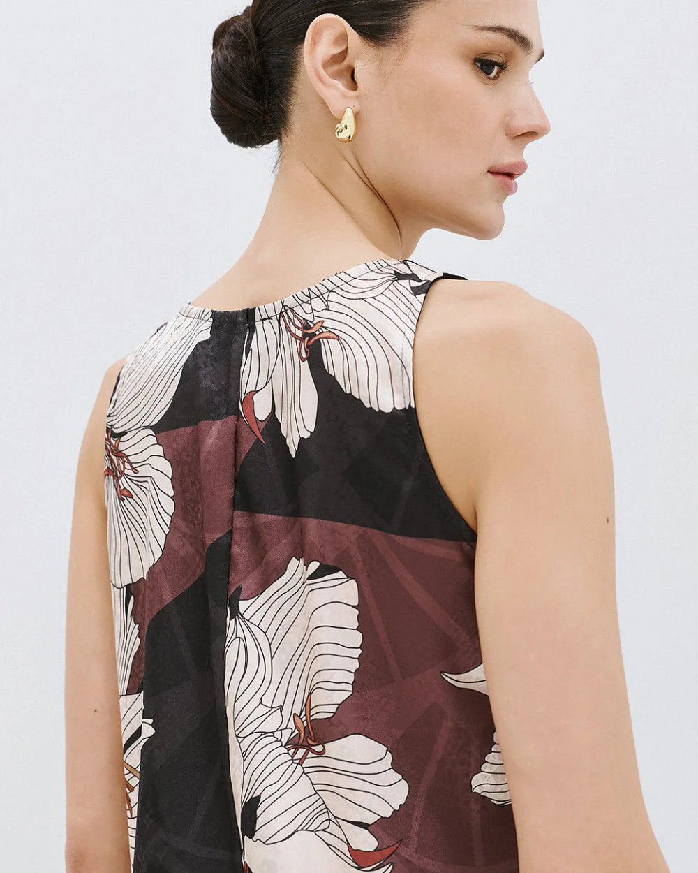 Top jacquard con spalline larghe - Nero, Ruggine