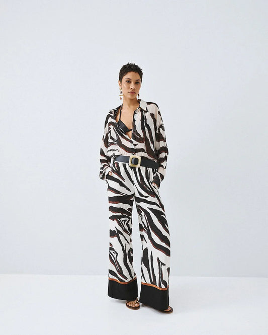 Pantaloni in Stampa a Zebra con Elastico in Vita