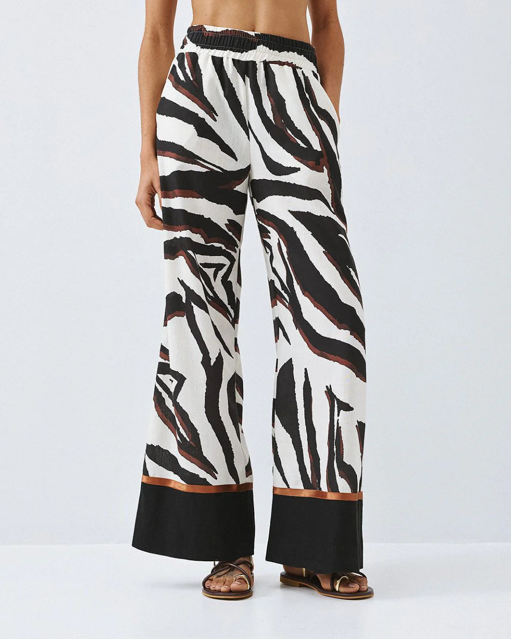 Pantaloni in Stampa a Zebra con Elastico in Vita