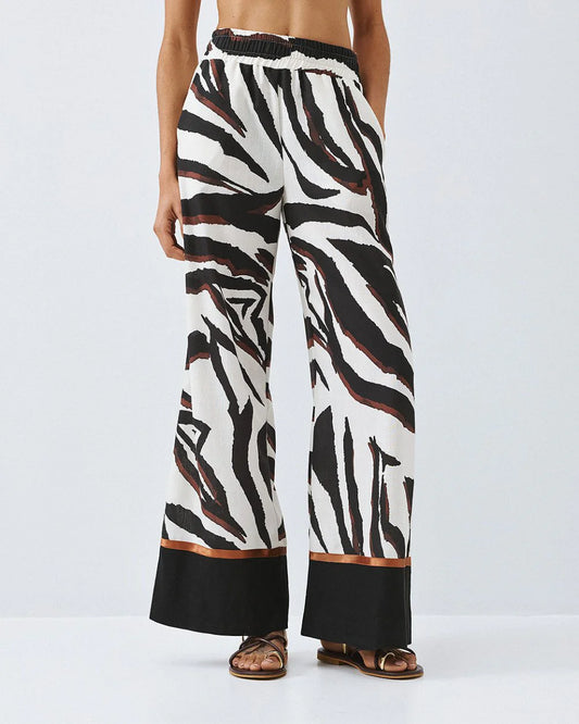 Pantaloni in Stampa a Zebra con Elastico in Vita