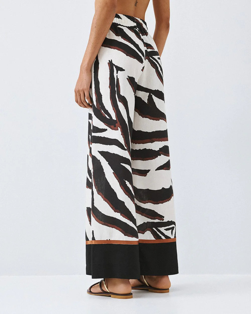 Pantaloni in Stampa a Zebra con Elastico in Vita
