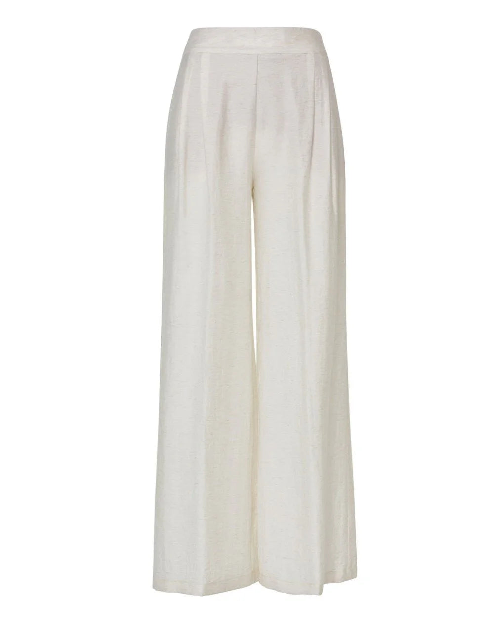 Pantaloni Wide-Leg in Misto Lino e Viscosa -  Bianco,  Nero
