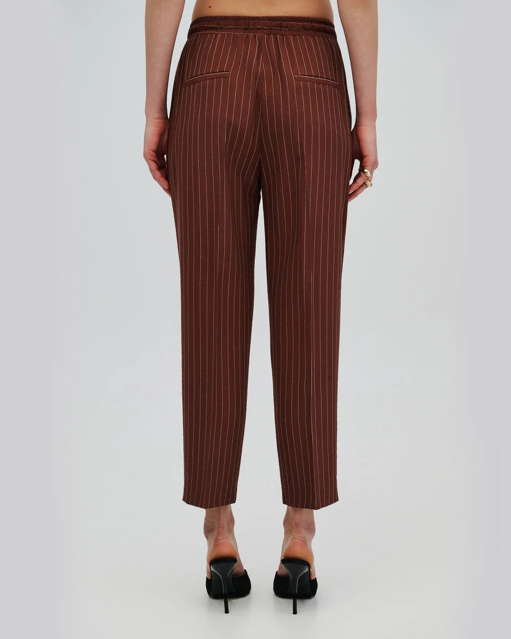 Pantaloni Gessati con Molla in Vita - Blu, Bianchi, Marroni