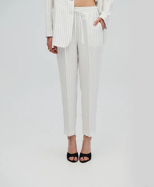 Pantaloni Gessati con Molla in Vita - Blu, Bianchi, Marroni