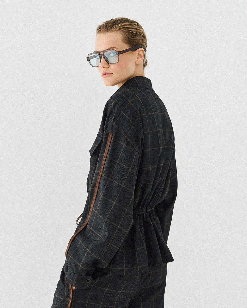 Giacca Blouson a Quadri con Coulisse
