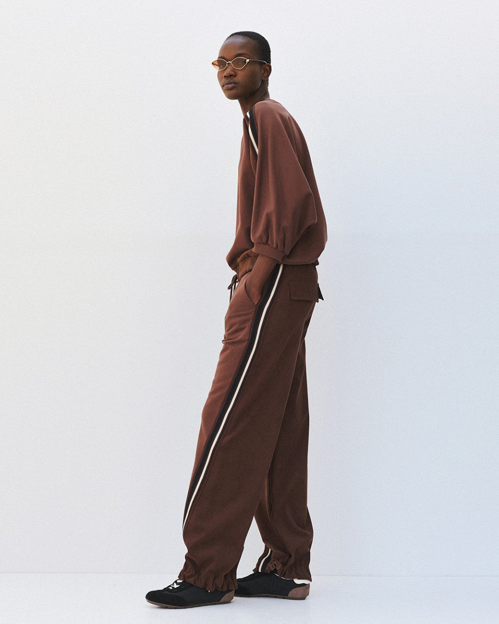Pantalone in Cotone Strutturato  Nero, Marrone