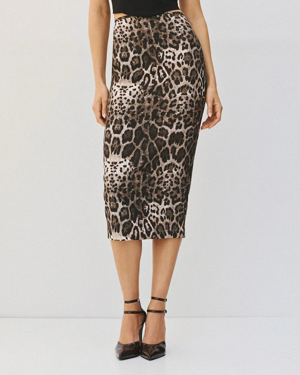Gonna a Tubino Midi in Stampa Leopardata