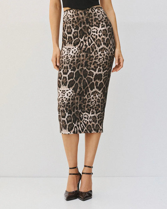 Gonna a Tubino Midi in Stampa Leopardata