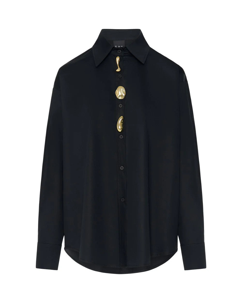 Camicia Oversize in Cotone con Spille Removibili - Nero, Bianco