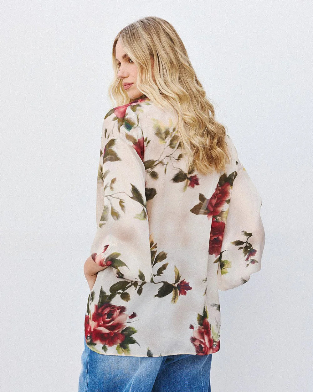 Camicia a Maniche Lunghe in Stampa Floreale