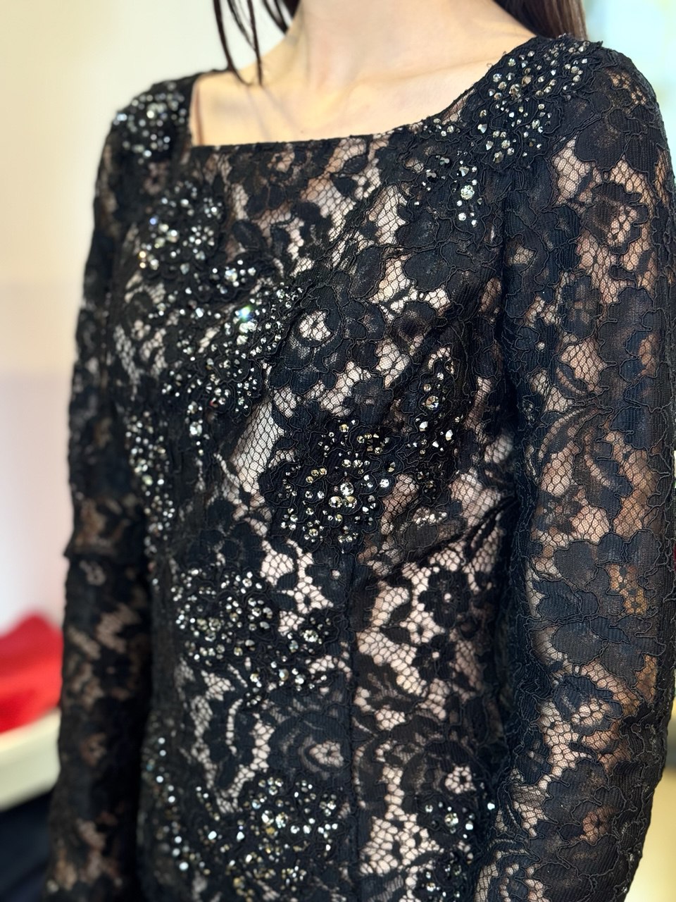 Abito lungo a sirena in pizzo