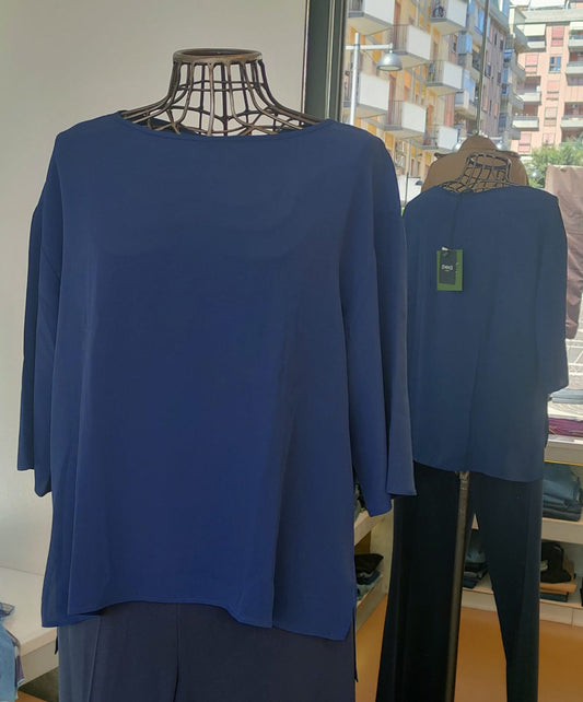 Blusa in misto seta con maniche a 3/4