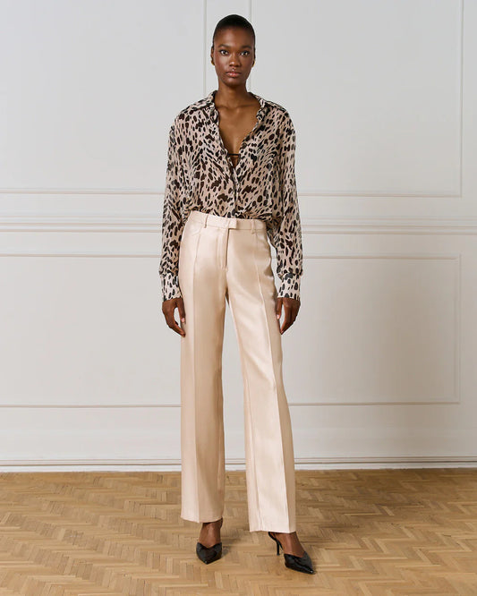 Camicia a maniche lunghe in stampa leopardo