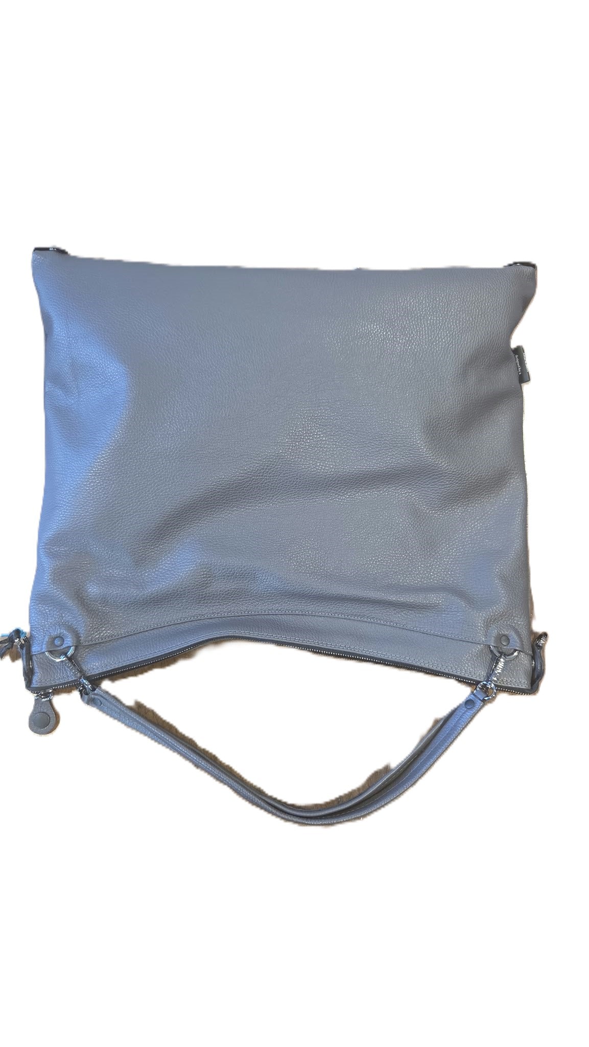 Borsa Grande in Pelle e Camoscio - Grigio, Beige, Blu