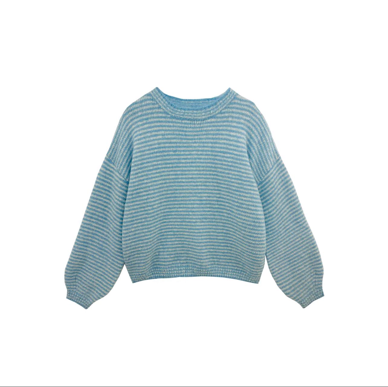 Maglione a Righe Bianco e Celeste