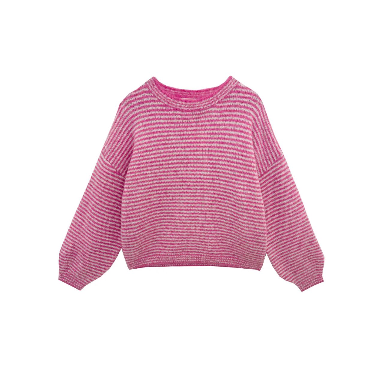 Maglione a Righe Bianco e Rosa