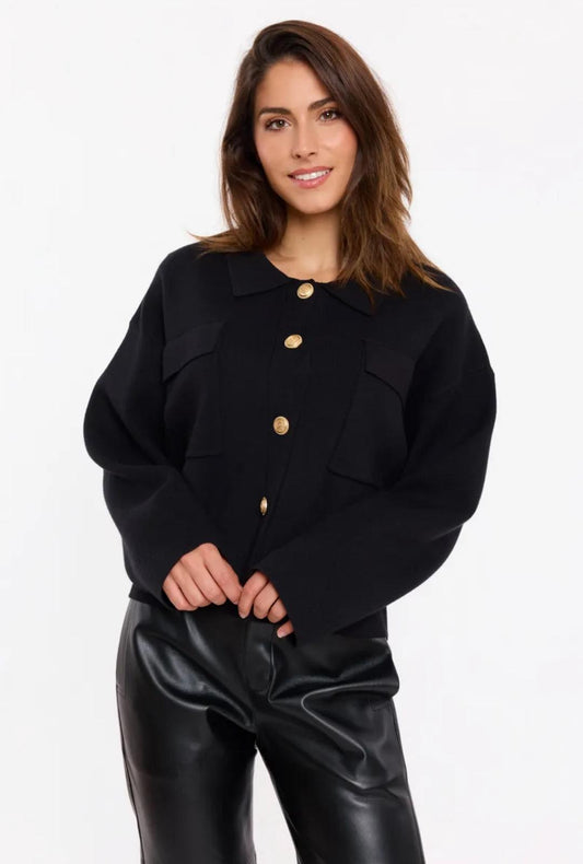 Cardigan in Maglia  Avorio o Nero a Giacca con Bottoni Oro