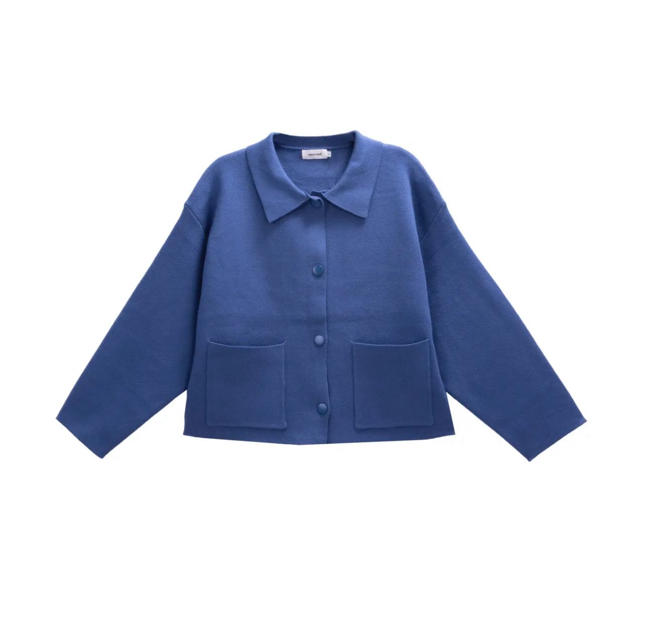 Cardigan in Maglia a Giacca in cammello o blu denim