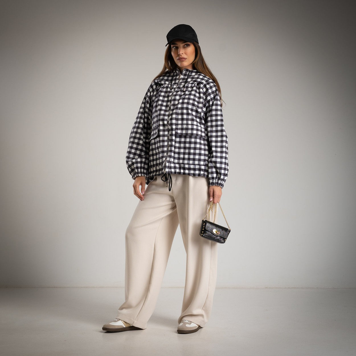 Giacca impermeabile in stampa vichy